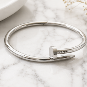 Nail Bangle - Bold Stainless Steel Statement (60-45 mm)