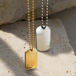 Gold Silver Dog Tag Necklace