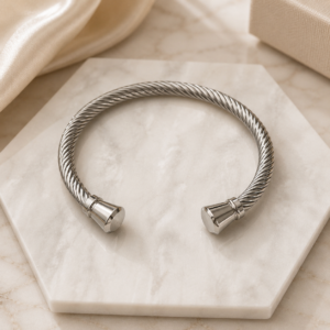Braided Silver Cuff - Stainless Steel Bangle