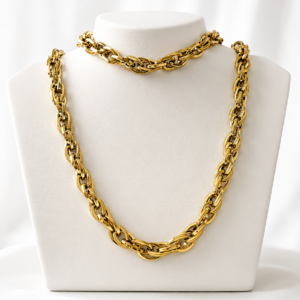 Classic Gold Link Set - Men’s Stainless Steel Necklace and Bracelet