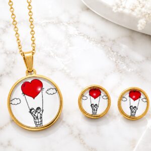 Love in the Clouds Jewelry Set - Stainless Steel Gold-Tone Jewelry