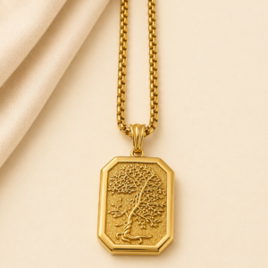 Tree of Life Octagon Charm - Stainless Steel Necklace