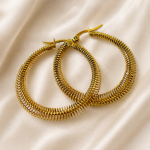 Coiled Gold Hoop Earrings - Stainless Steel Spiral Design