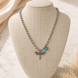 Azure Dragonfly Necklace Pedant - Stainless Steel Necklace