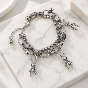 Silver Rabbit Charm Bracelet - Stainless Steel