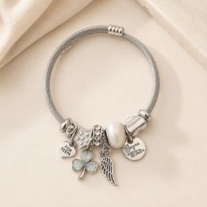 Eternal Elegance Bangle - Stainless Steel Charm Bracelet