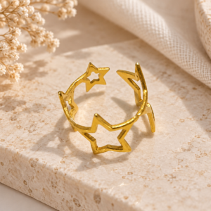 Starry Gold Ring - Stainless Steel Open Ring