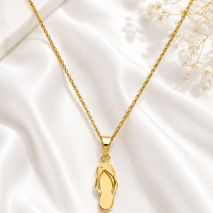 Gold Flip-Flop Charm Necklace (La Chancla) - Stainless Steel