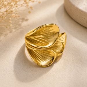 Golden Petal Embrace Ring - Stainless Steel