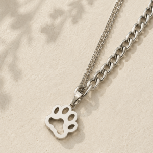 Paw Love Pendant Necklace - Stainless Steel