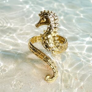 Golden Seahorse Ring