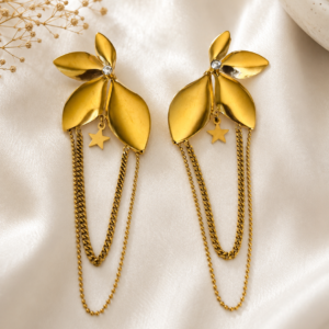 Golden Leaf Star Earrings