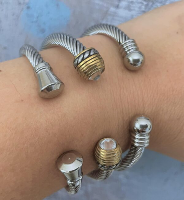 Twisted Steel Cuff Bangle - Image 2